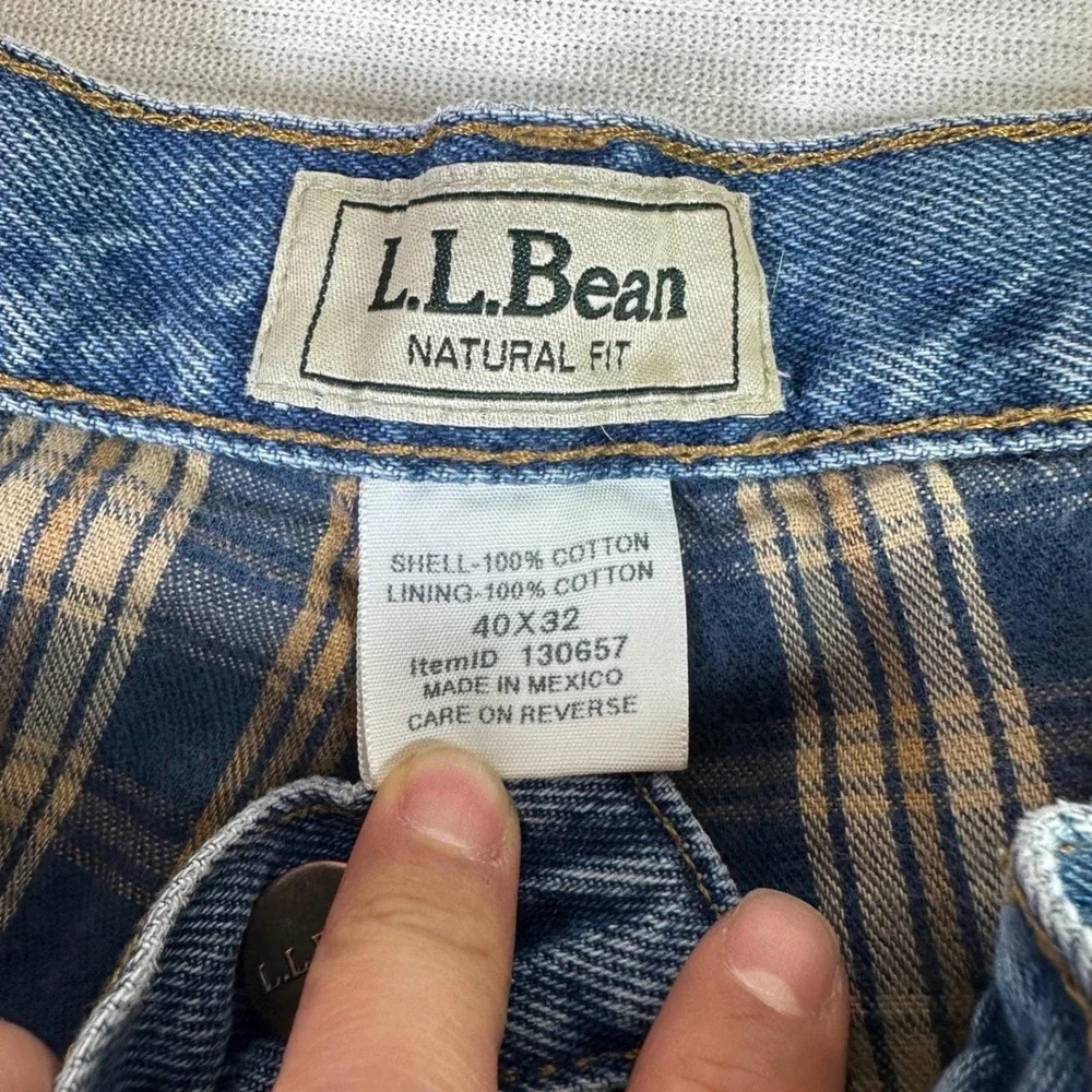 LL Bean Natural Fit Flannel Lined Denim Workwear Jeans Mens 40x32‎ Blue Cotton